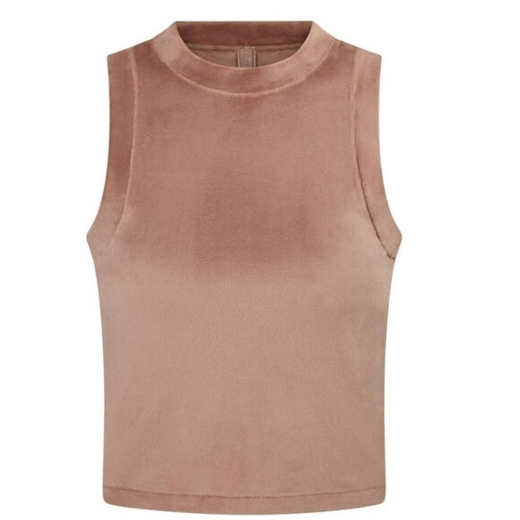 SKIMS Velour Sleeveless Soft High Neck Tank  Cropped Sienna 4X - Picture 3 of 4